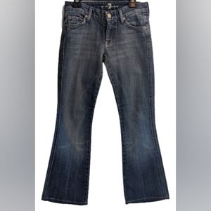 EUC 7 for all mankind distressed bootcut low rise embroidered back pockets jeans